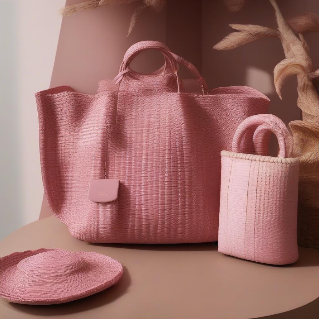 Maxx Pink Basket Weave Handbag On Display