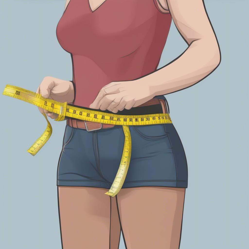 A person measuring their waist with a measuring tape, preparing for a duty belt.