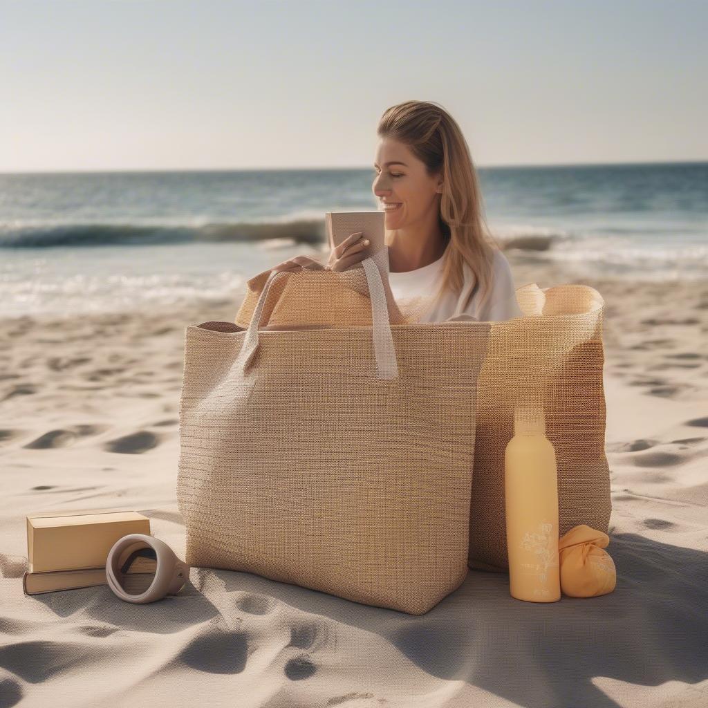 Mega Weave Bag Used on the Beach