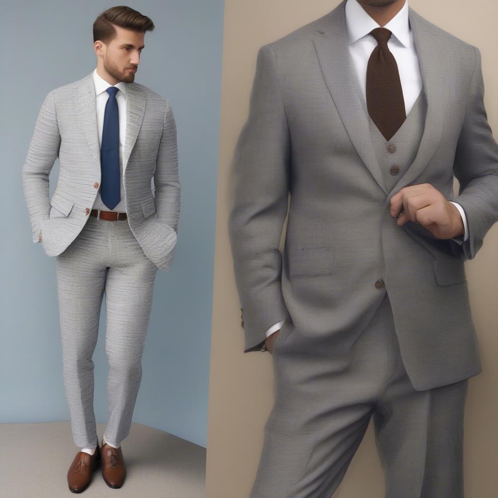 Men Wearing Different Basket Weave Suits