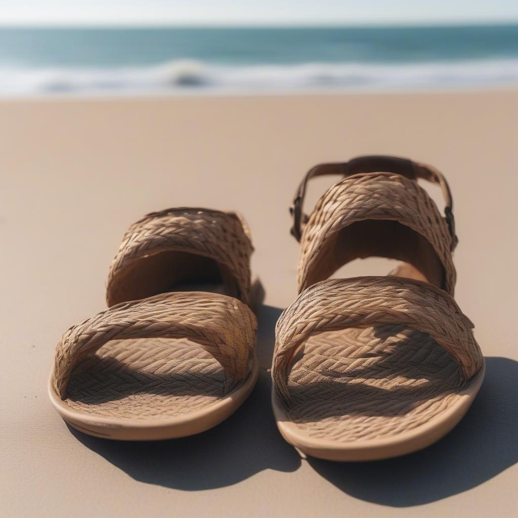 Men's Basket Weave Sandals on a Sunny Beach