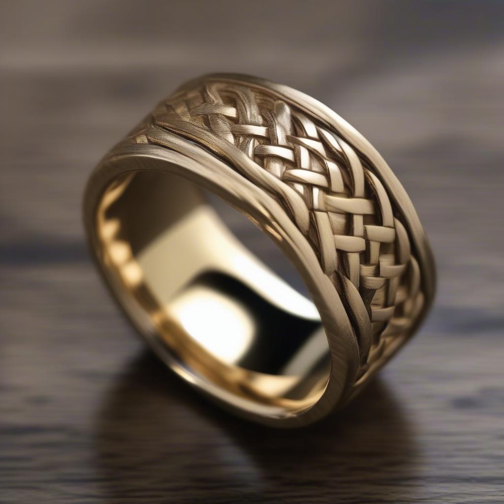 Gold Men's Basket Weave Wedding Band