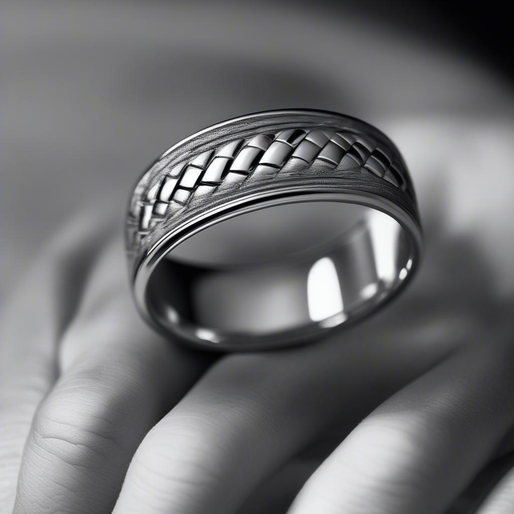 Platinum Men's Basket Weave Wedding Band