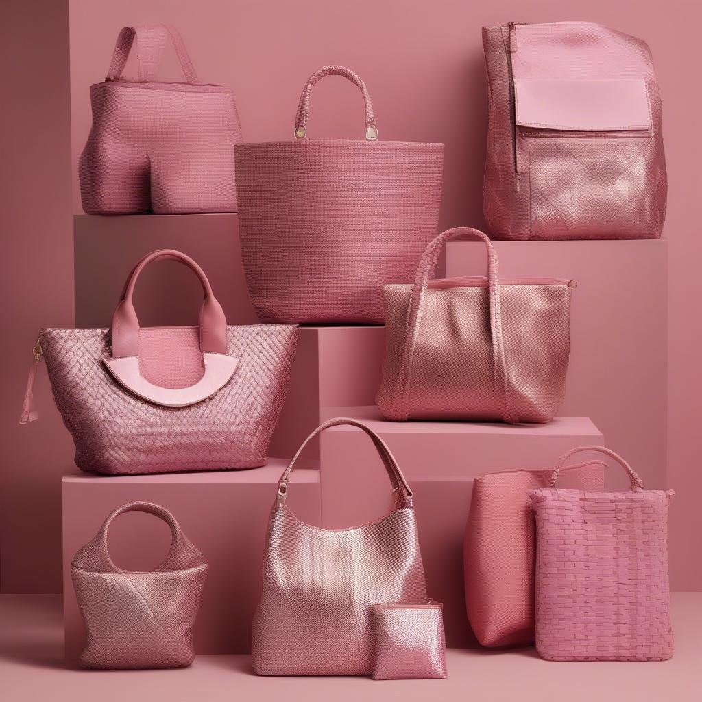 Different Types of Metallic Pink Woven Bags