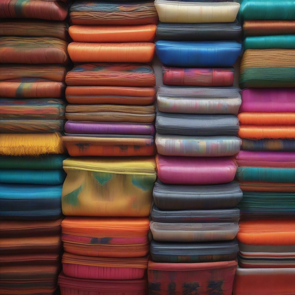 Vibrant Colors of Mexican Plastic Woven Beach Bags