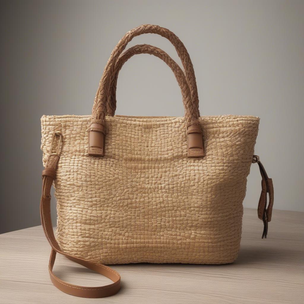 Michael Kors Brooklyn Woven Bag in Raffia Version, showcasing the summery and bohemian aesthetic