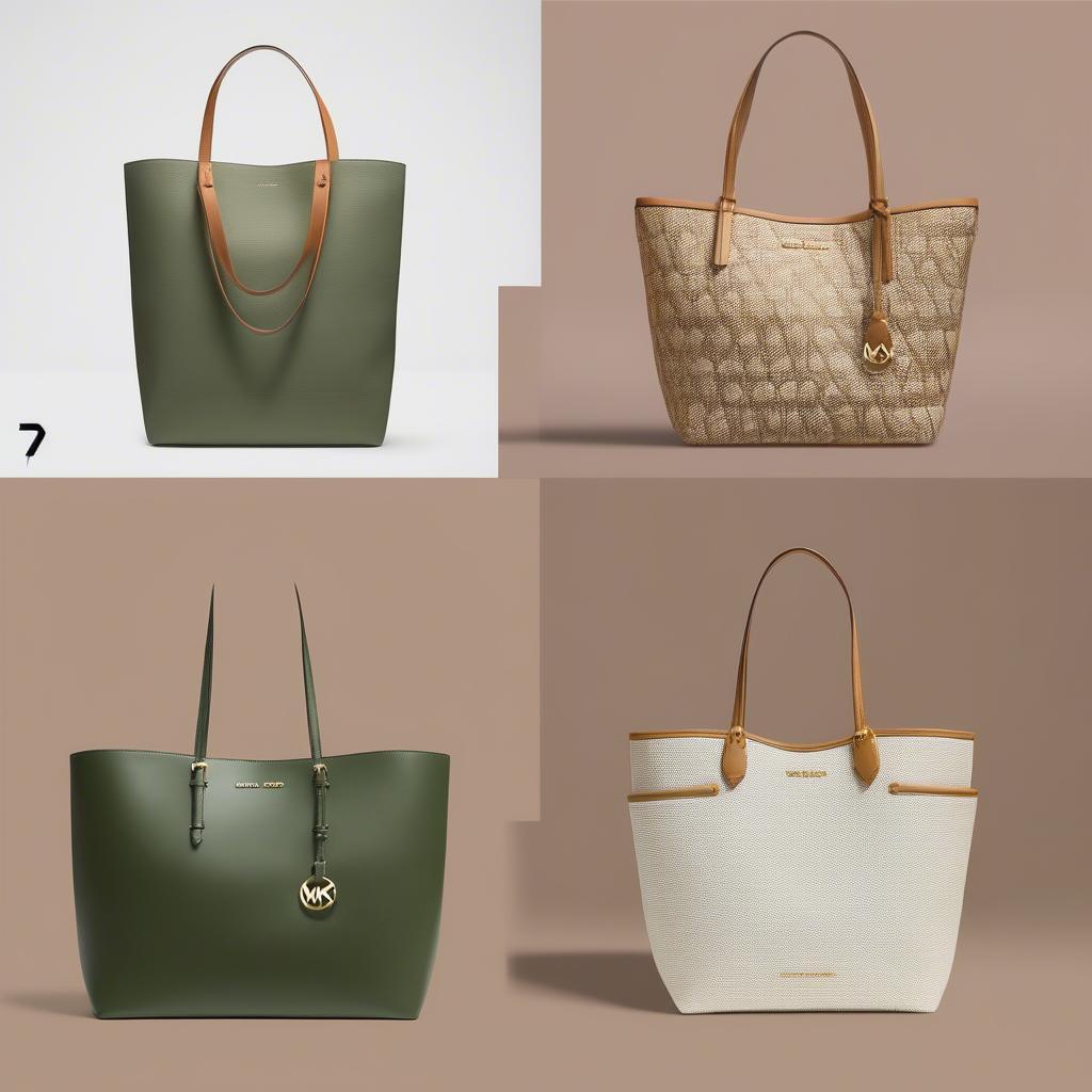 Comparison of different Michael Kors tote bags, including the Ivy woven tote, a leather tote, and a canvas tote