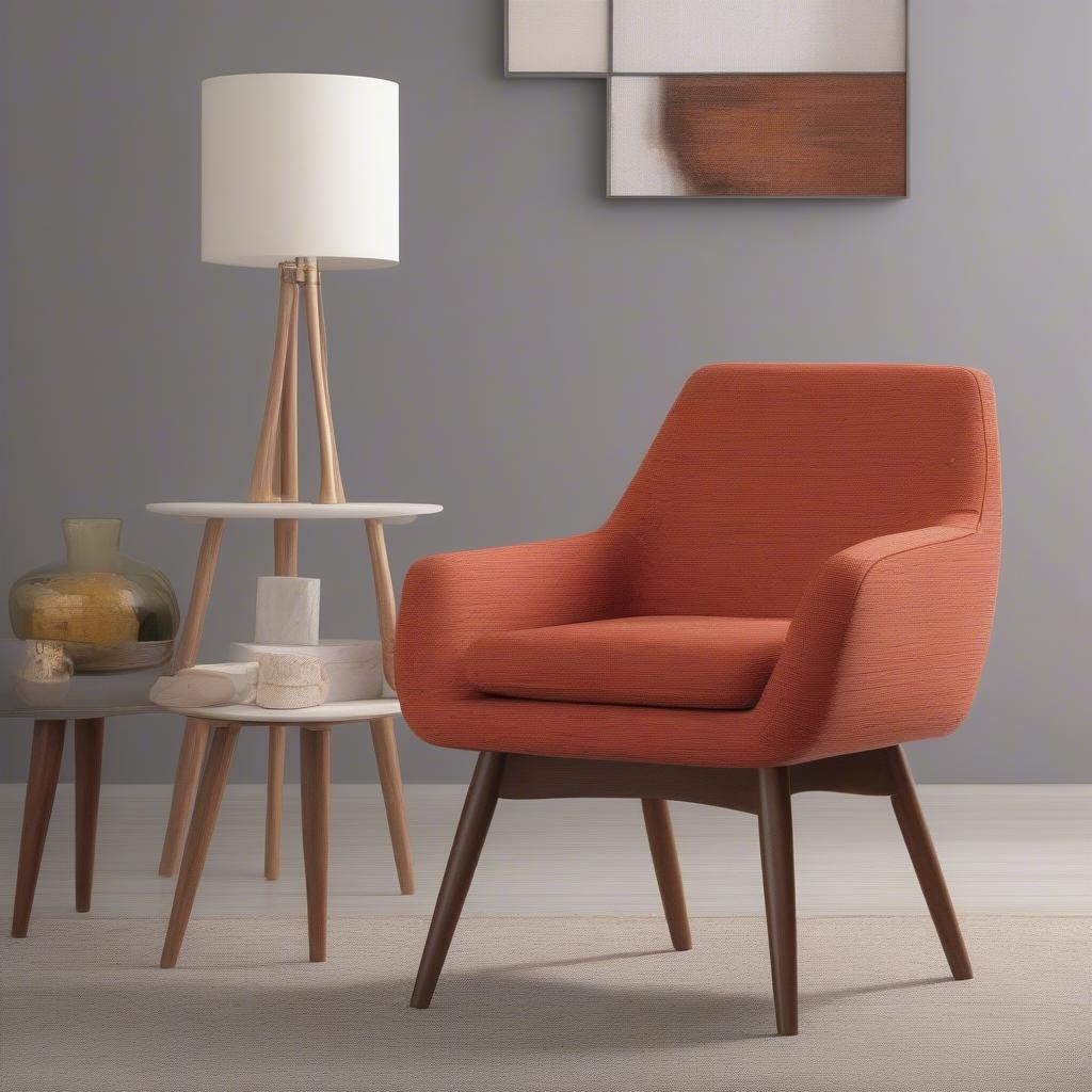 Mid-Century Show Wood Chair in a Living Room Setting