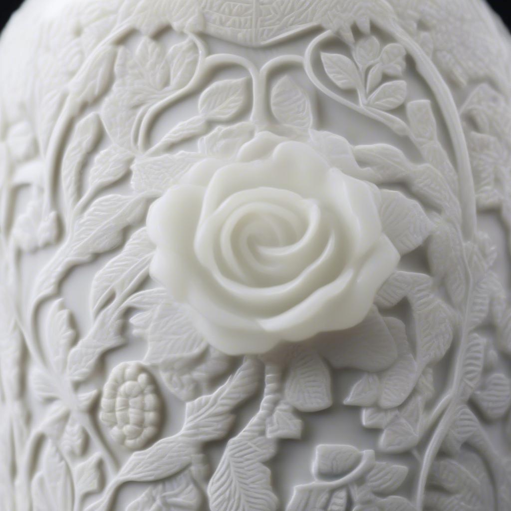 Antique Embossed Rose Milk Glass Basket Weave Bottle