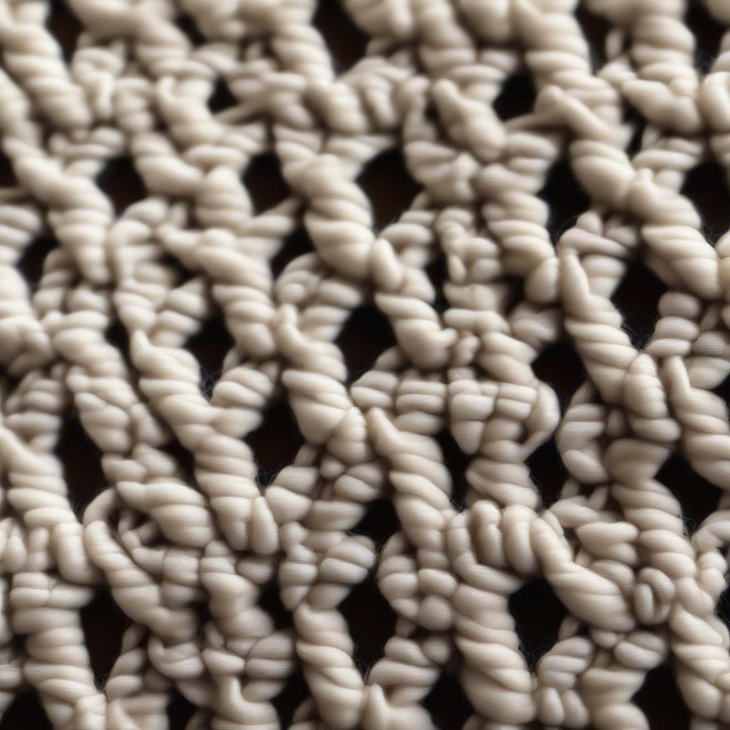 Close-up view of the mini basket weave crochet stitch showcasing its texture and intricate pattern.