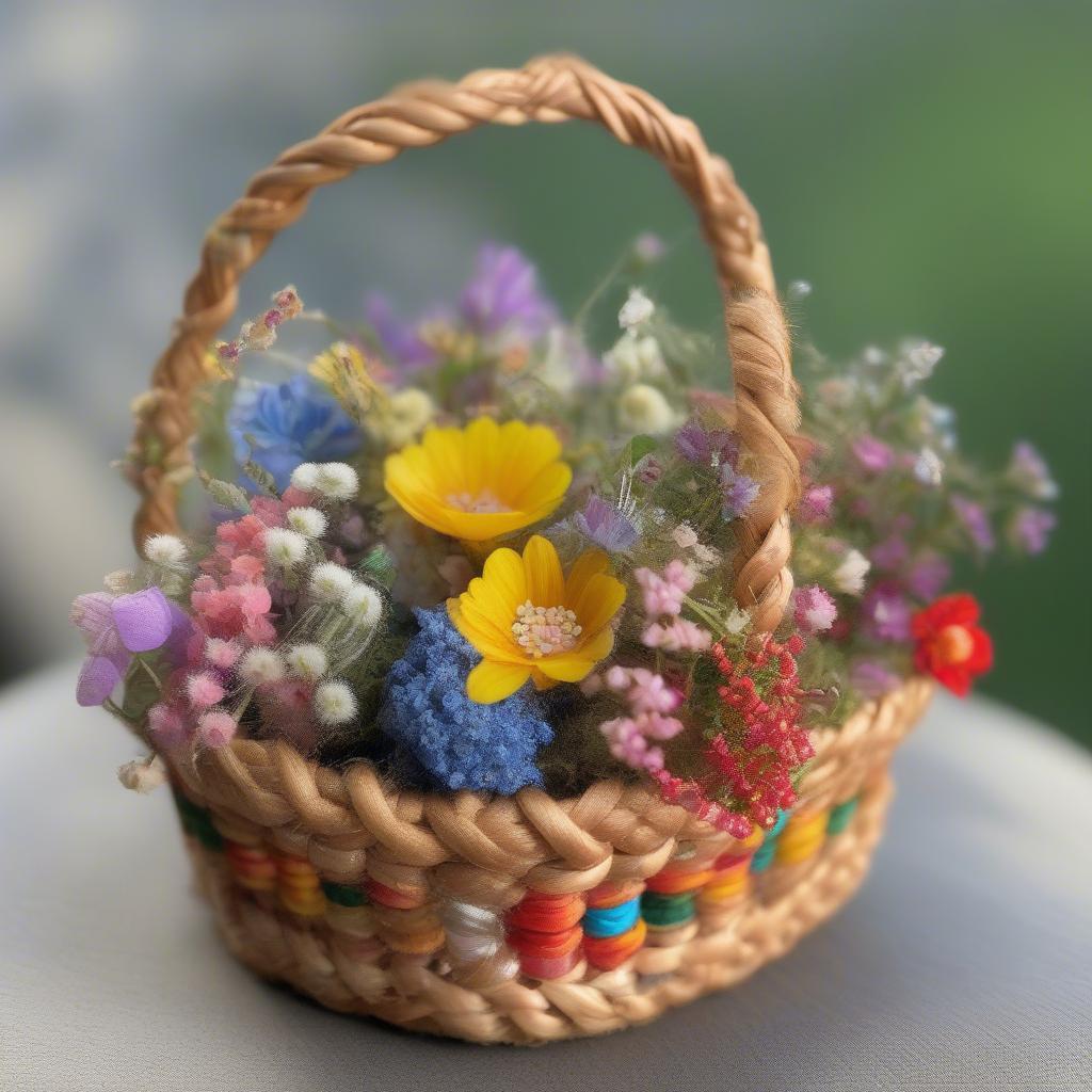 Finished Miniature Flower Gathering Basket