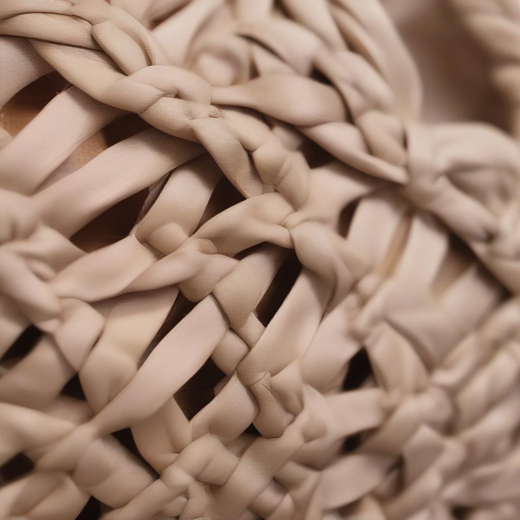 Close-up of a Miu Miu woven tote bag showcasing the intricate weaving and natural fibers