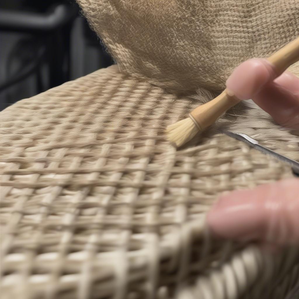 Cleaning an MK 9 Holder Basket Weave: Demonstration of the proper cleaning technique for an MK 9 holder, using a soft brush and mild soapy water.