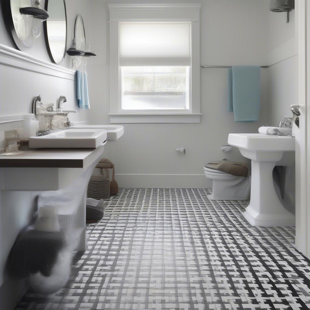 Modern Bathroom with Basketweave Vinyl