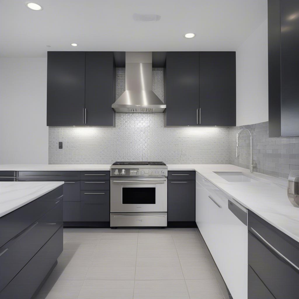 Modern Kitchen Basketweave Backsplash