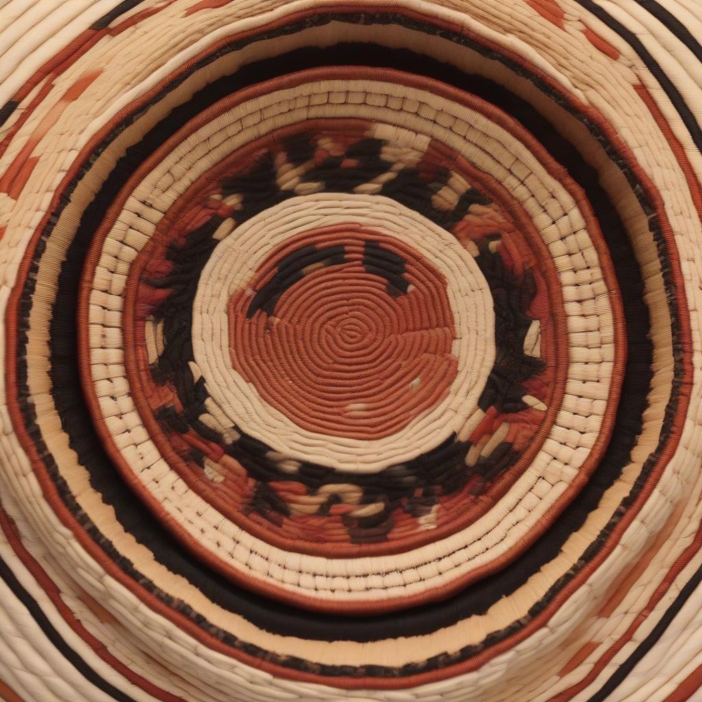 A contemporary Native American basket incorporating traditional techniques and modern design elements.