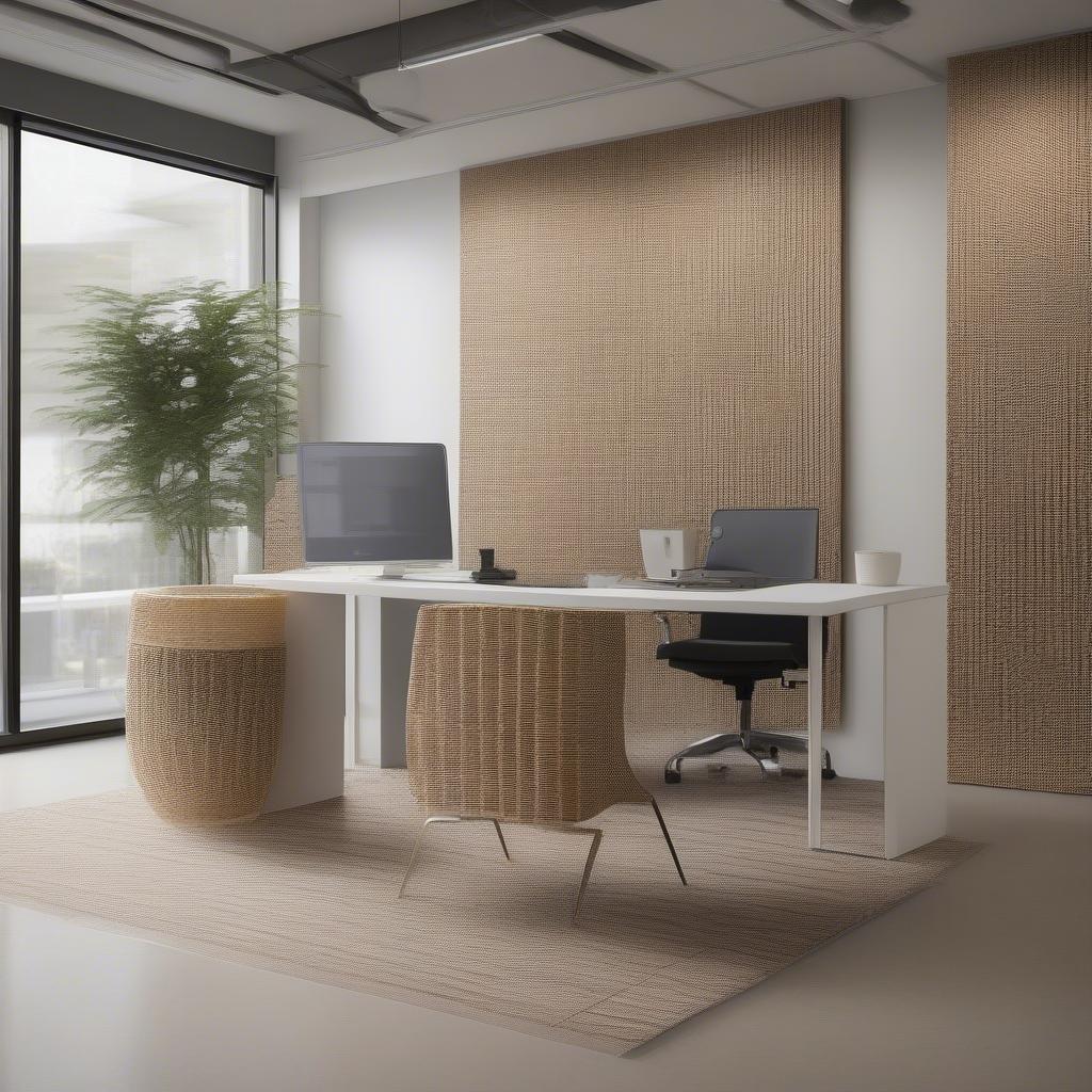 Modern Office with Basket Weave Decor