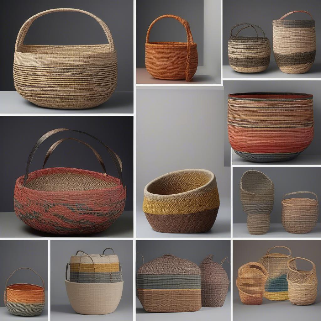 Contemporary Spanish baskets featuring innovative designs and incorporating modern materials alongside traditional techniques.