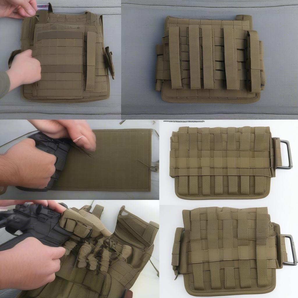 Step-by-step demonstration of attaching a basket weave MOLLE case to a tactical vest.