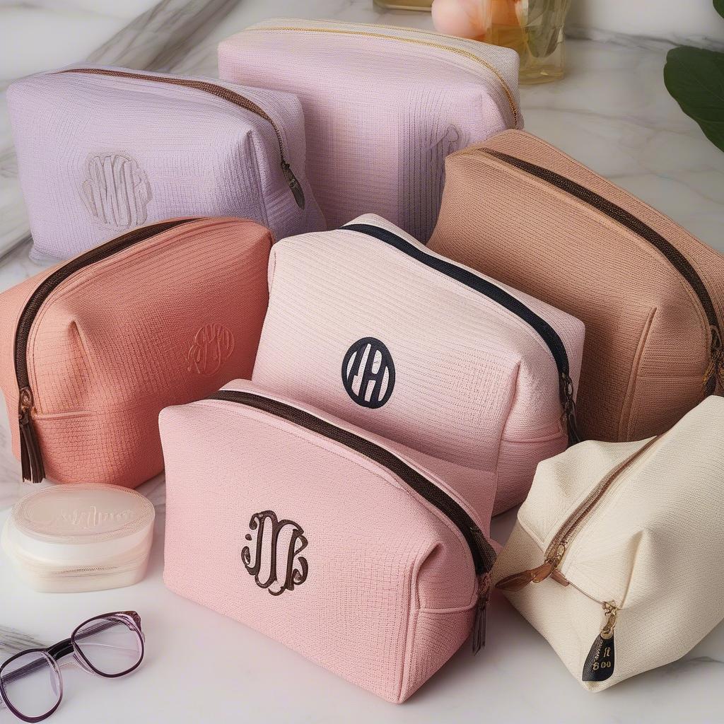 Monogrammed Waffle Weave Cosmetic Bag Variety on Amazon