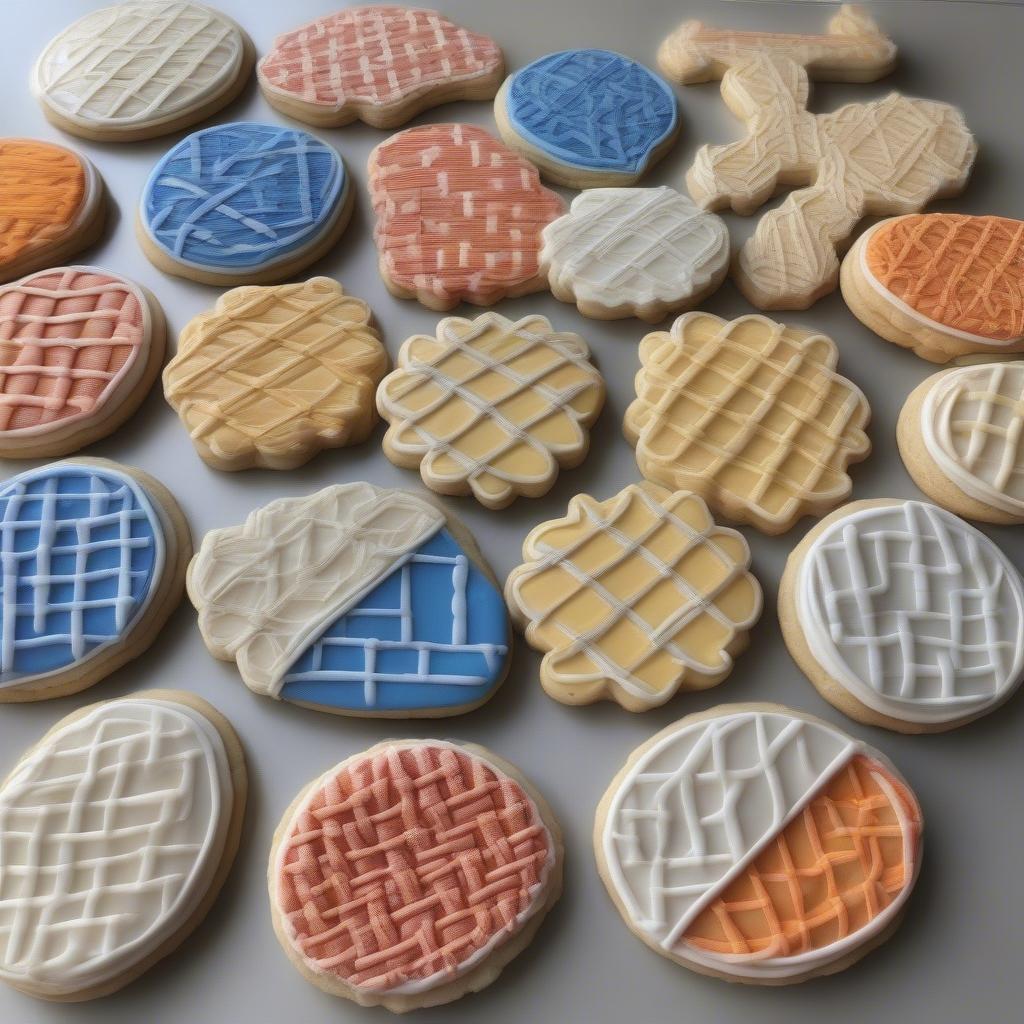 Variety of Multi-Colored Basket Weave Decorated Cookies