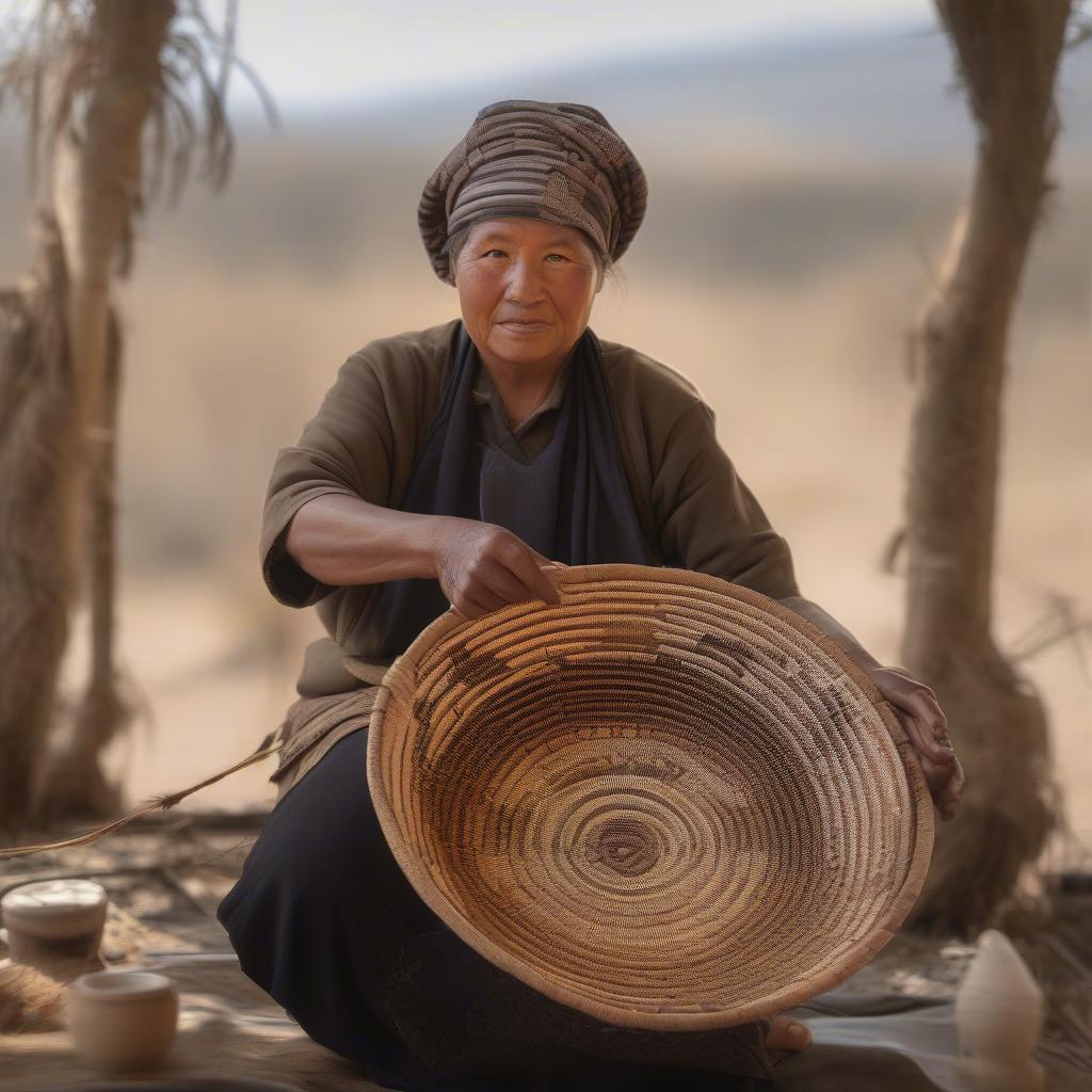 Portrait of a Skilled Na-Peymo Basket Weaver