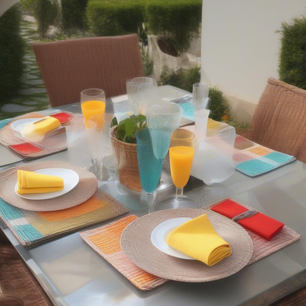 Outdoor Dining with Nairobi White Basket Weave Plates