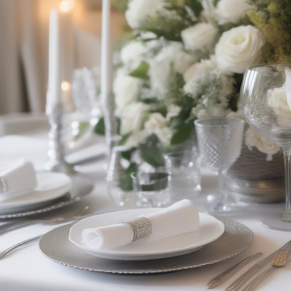 Elegant Table Setting with Nairobi White Basket Weave Plates