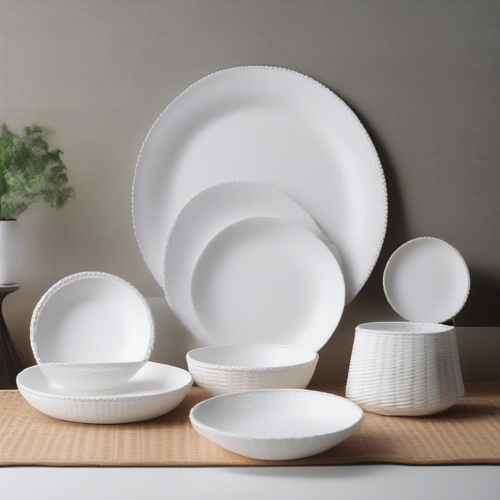 Variety of Nairobi White Basket Weave Plates