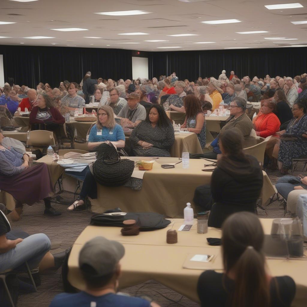 Attendees engaging in a discussion at the conference