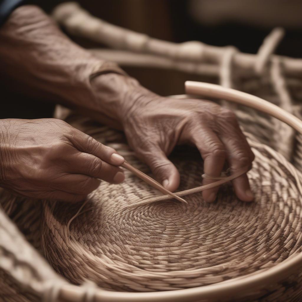 Native American basket weaving using traditional techniques