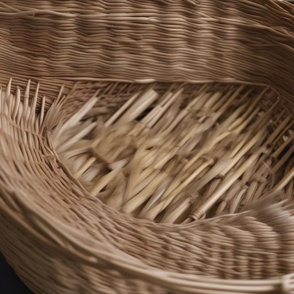 Close-up of natural basket weaving materials