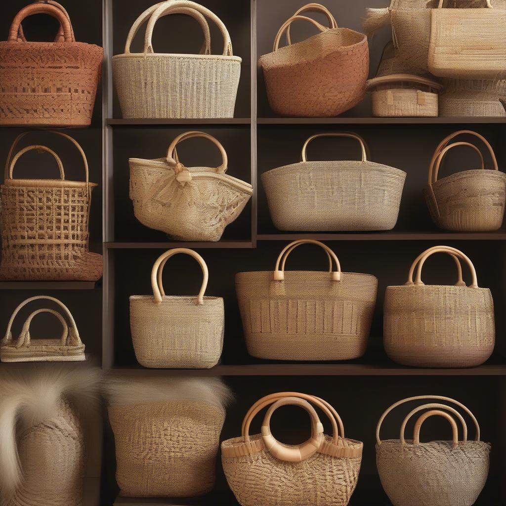 Natural Fiber Weave Basket Purses in Different Styles