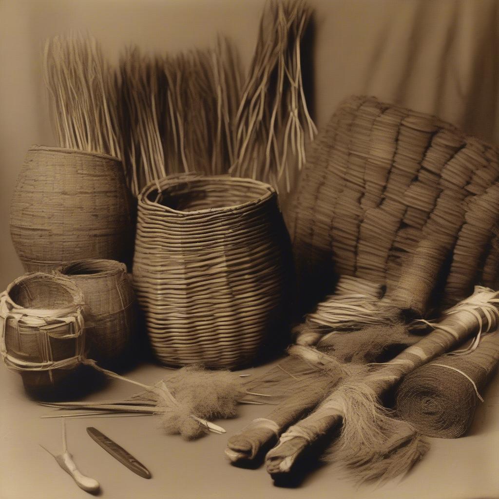 Navajo Basket Weaving Materials in 1902