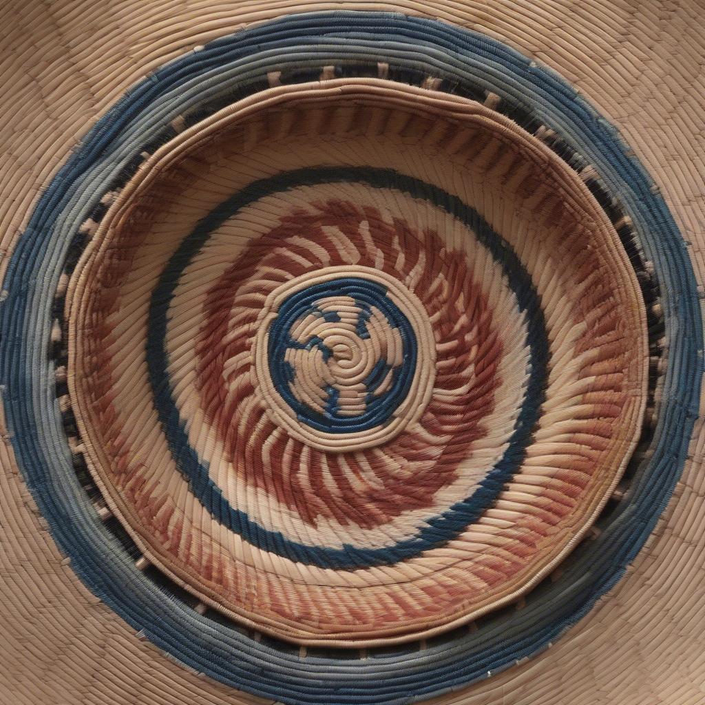 Close-up of the spiral design on a Navajo wedding basket