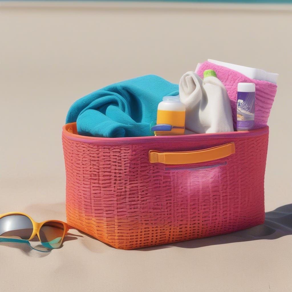 Neoprene Basket Used as a Beach Tote