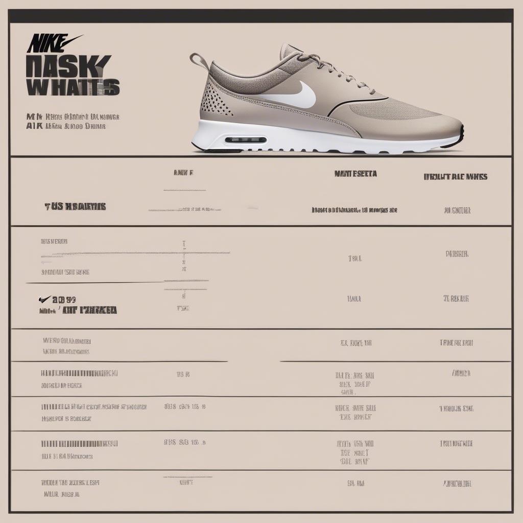 Nike Air Max Thea Basket Weave sizing chart