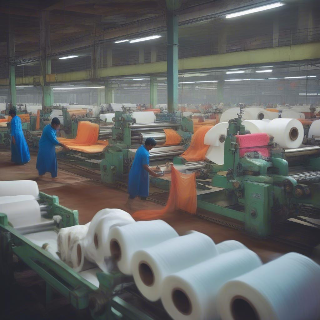 Non woven bag production line in a Patna factory