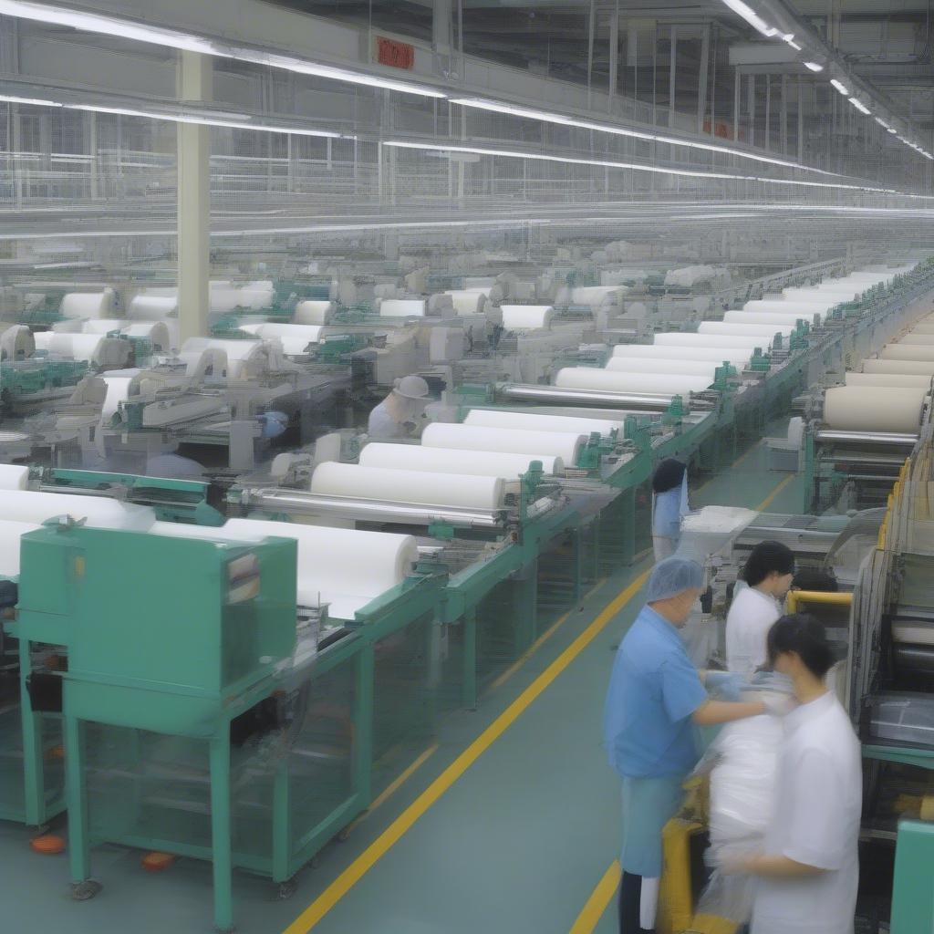 Non-woven bag factory production line in China showcasing the manufacturing process of eco-friendly shopping bags.