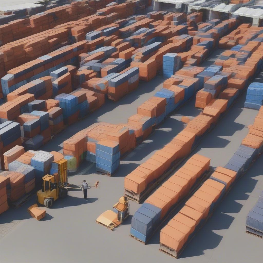 Shipping containers loaded with non-woven shopping bags at a Chinese factory.