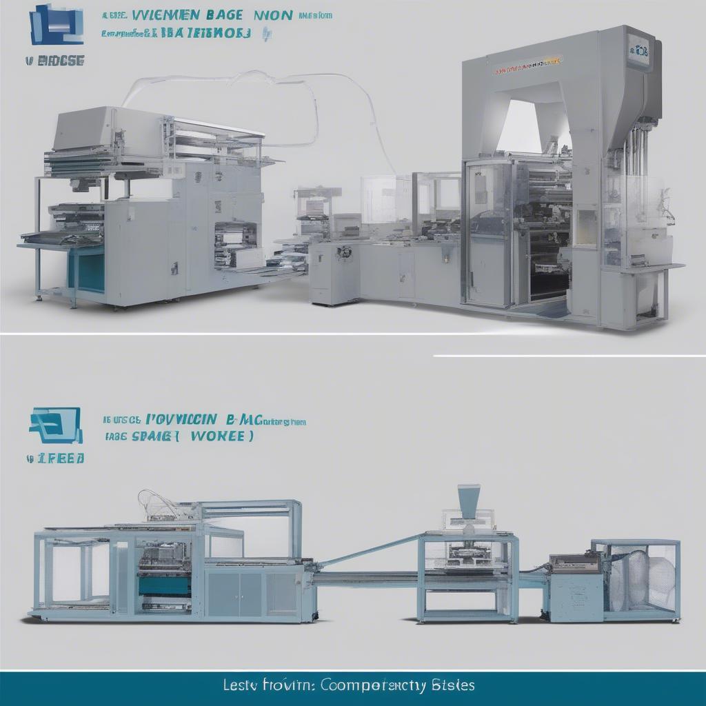 Comparison of different non-woven bag making machine models, highlighting size, features, and output capacity