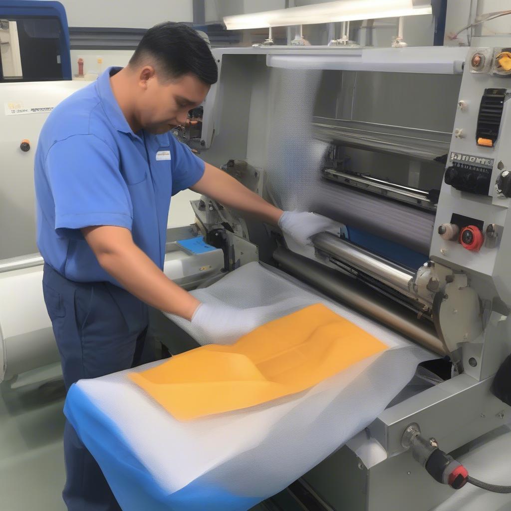 Technician Providing Training on a Non-Woven Bag Making Machine