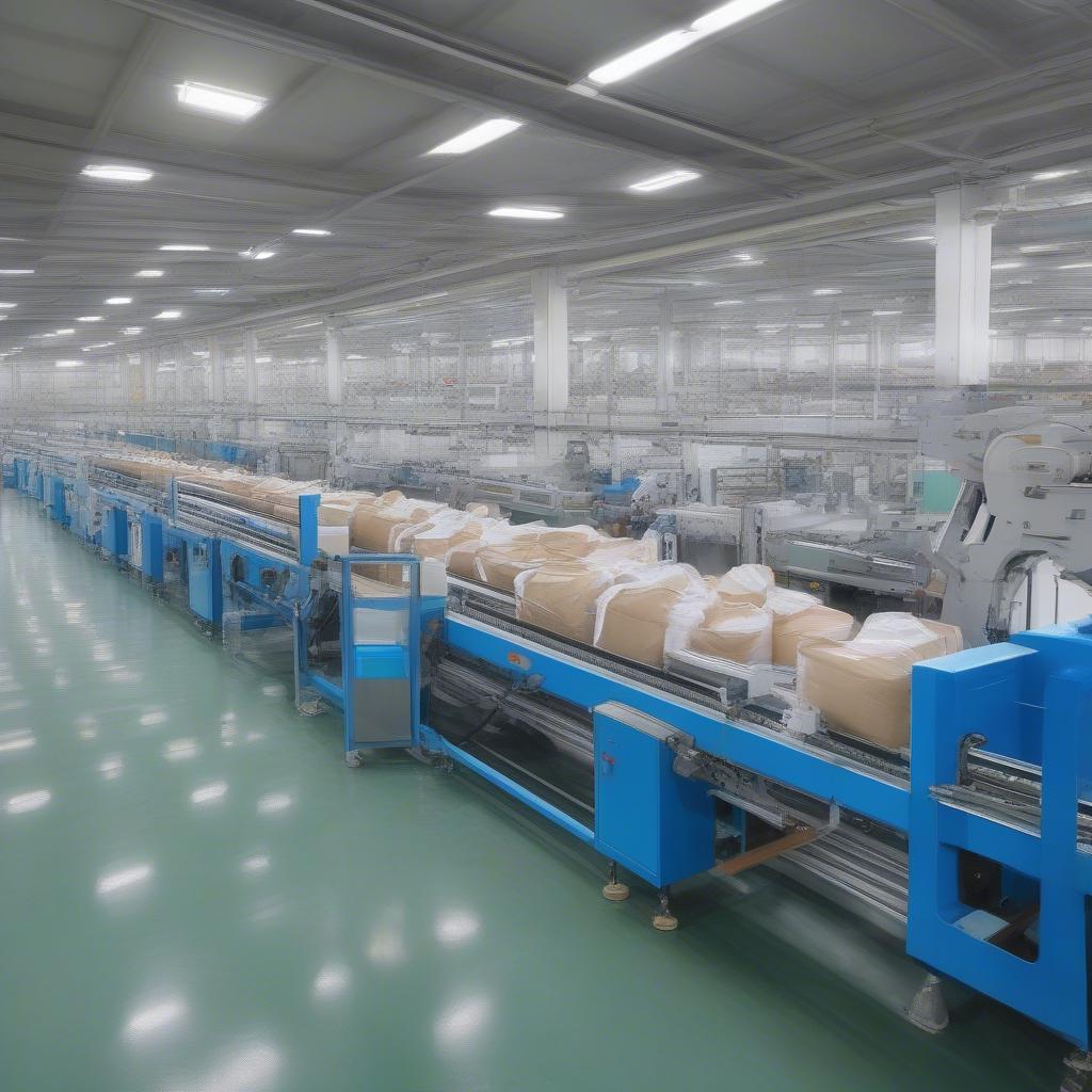 Non-woven bag production line in operation