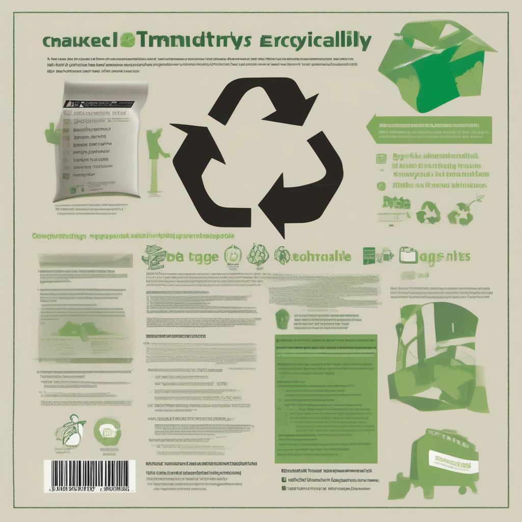 Recycling symbols and information on a non-woven laminate bag.