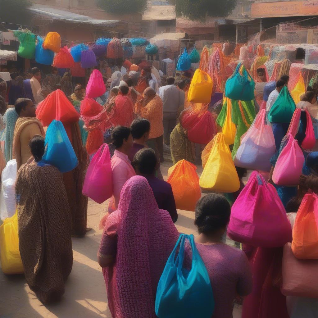 Non woven bag suppliers in a bustling Jaipur market