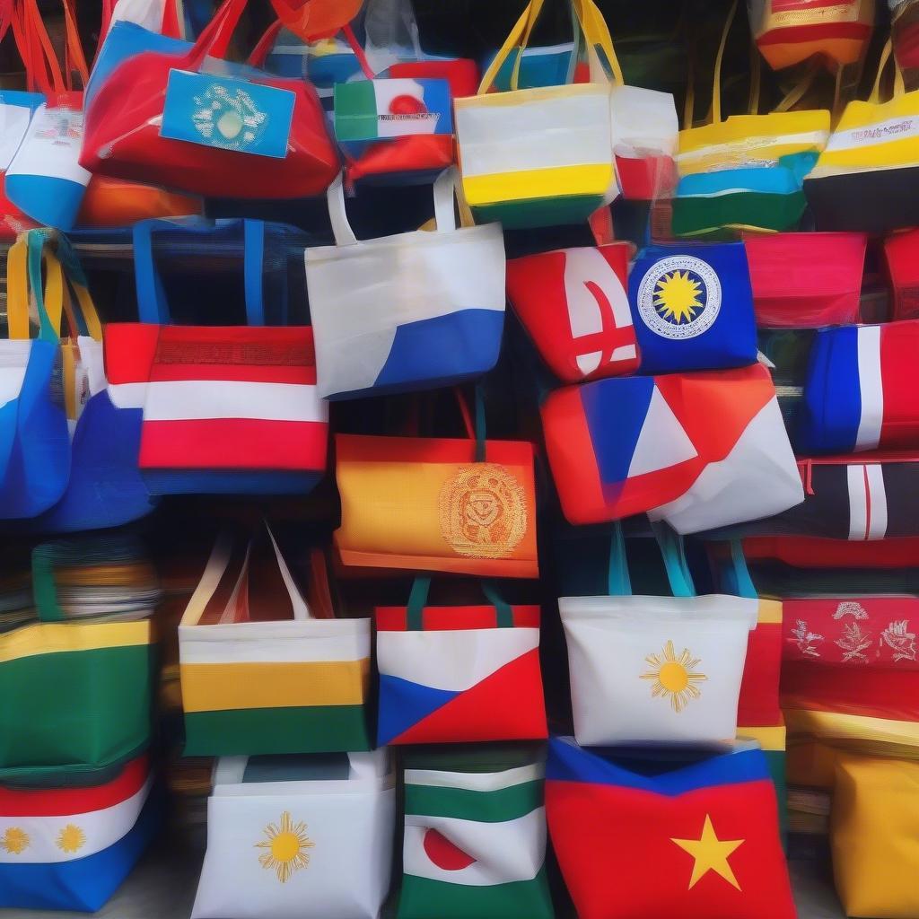 A stack of finished non-woven bags produced in the Philippines