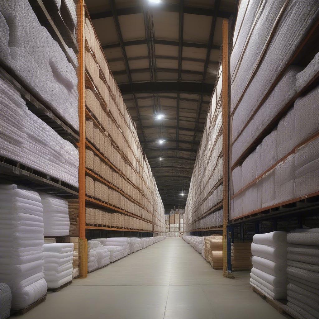 Rolls of Non-Woven Fabric in a Supplier's Warehouse