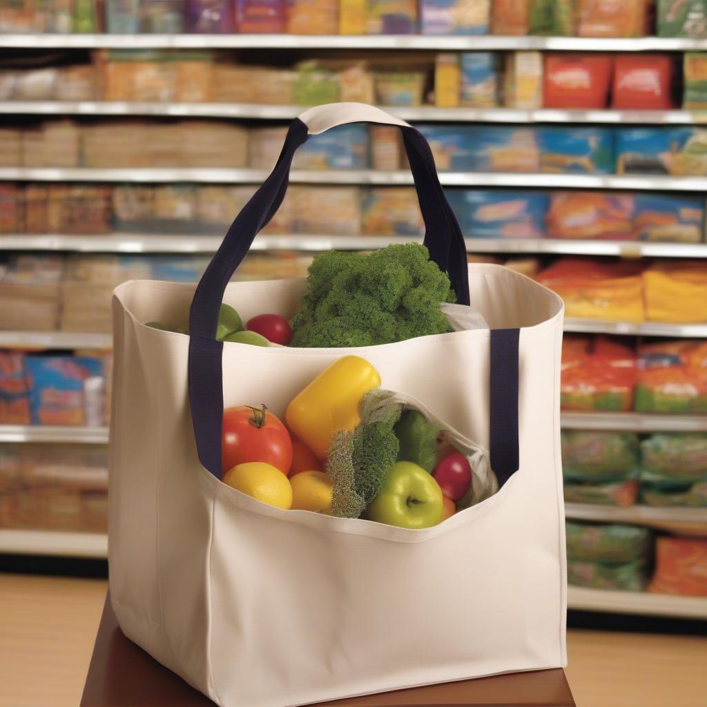 Various Non-Woven Grocery Tote Bags in Different Colors and Sizes