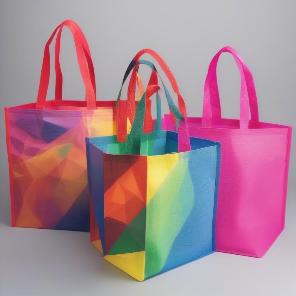 Various Non Woven Prism Tote Bags in Different Colors and Sizes