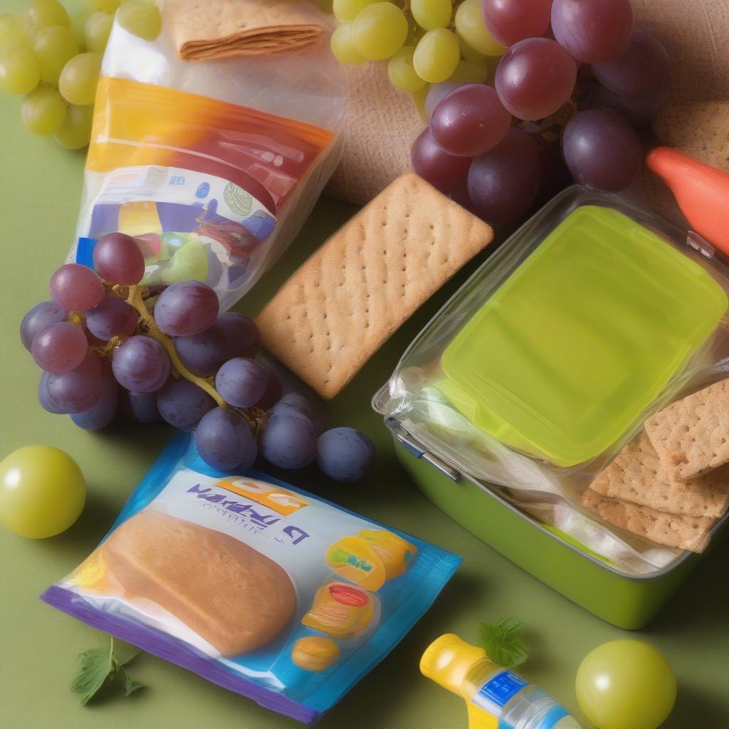 Non-woven snack bag packed in a lunchbox